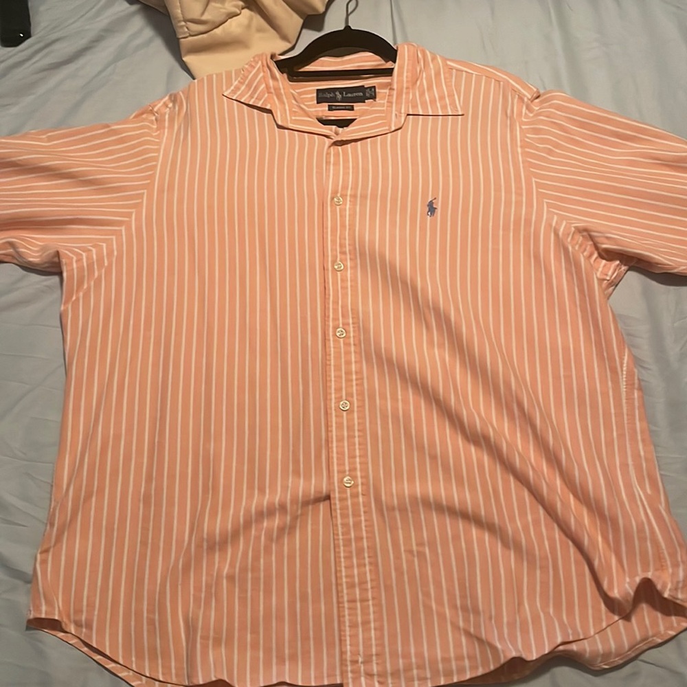 Polo Ralph Lauren peach and white dress shirt